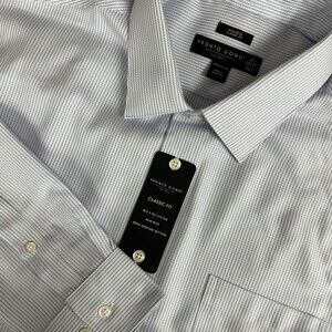 NWT Pronto Uomo Men Non Iron Classic Fit 80’s 2 Ply Cotton 18.5 36/37 Tall